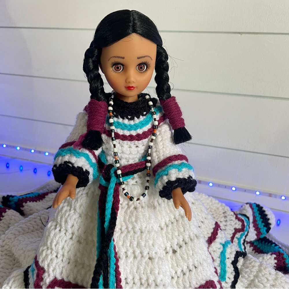 Vintage Native American Crocheted Dress Doll